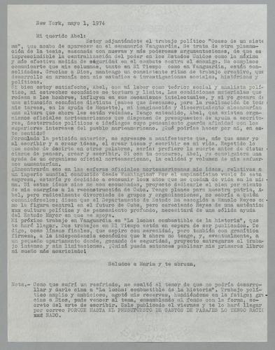 Correspondencia a Abel [Correspondence to Abel]