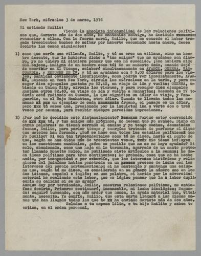 Correspondencia a Emilio [Correspondence to Emilio]