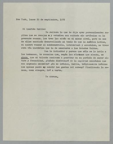 Correspondencia a Emilio [Correspondence to Emilio]