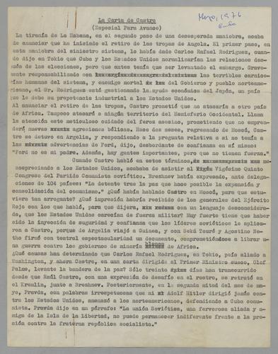 La carta de Castro [Castro’s Letter]