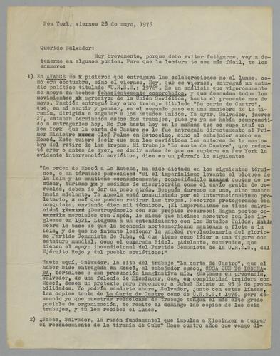 Correspondencia a Salvador [Correspondence to Salvador]