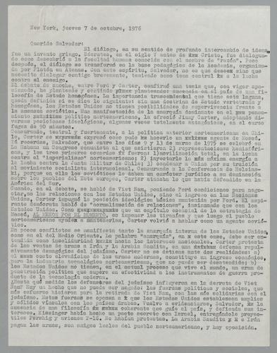 Correspondencia a Salvador [Correspondence to Salvador]