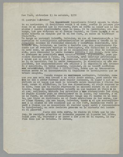 Correspondencia a Salvador [Correspondence to Salvador]