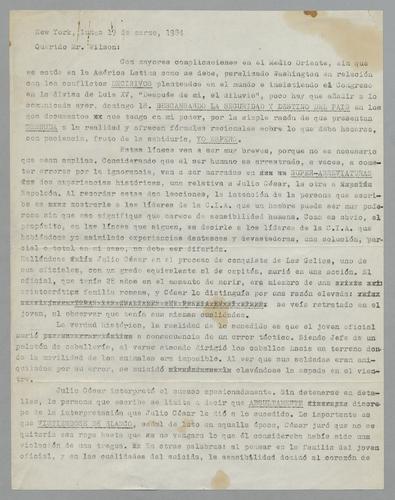 Correspondencia a Mr. Wilson [Correspondence to Mr. Wilson]