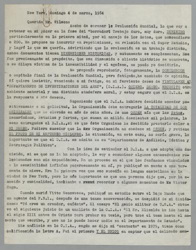 Correspondencia a Mr. Wilson [Correspondence to Mr. Wilson]