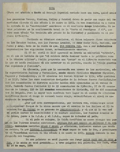 Nota (para ser añadida al Mensaje Especial enviado hace una hora, quizá menos) [Note (to be added to the Special Message sent an hour ago, perhaps earlier)]