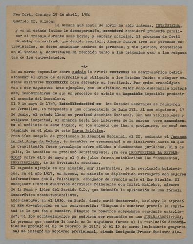 Correspondencia a Mr. Wilson [Correspondence to Mr. Wilson]
