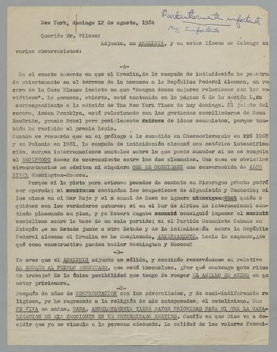 Correspondencia a Mr. Wilson [Correspondence to Mr. Wilson]