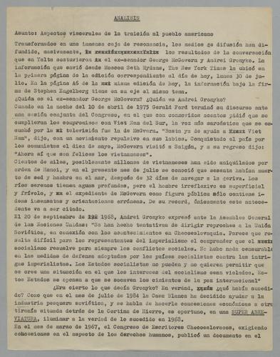 Análisis: Aspectos viscerales de la traición al pueblo americano [Analysis: Visceral Aspects of the Betrayal of the American People]