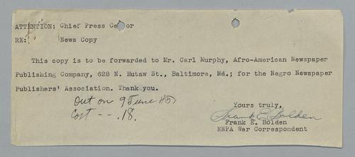 Draft of "Colored USO Sport Unit Wows GIs in Burma"