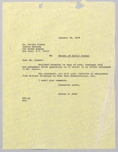 Martha Glaser Incoming Correspondence