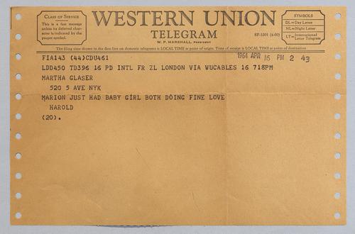 Martha Glaser Incoming Correspondence