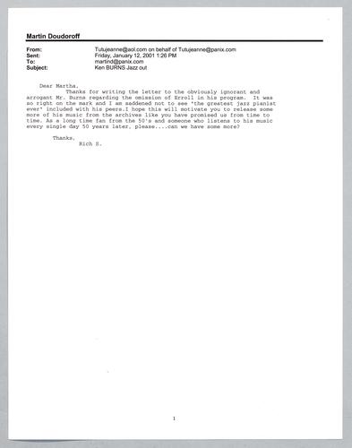 Martha Glaser Incoming Correspondence