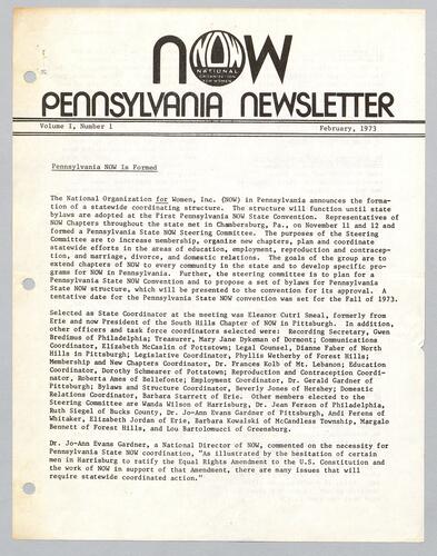 NOW, Pennsylvania Newsletter, Vol 1. No. 1-5