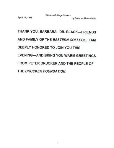 Eastern College speech