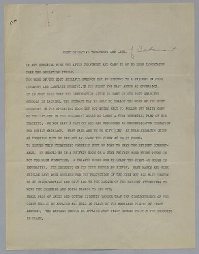 Dr. William C. Meanor, "Post Operative Treatment and Case of Cataract"