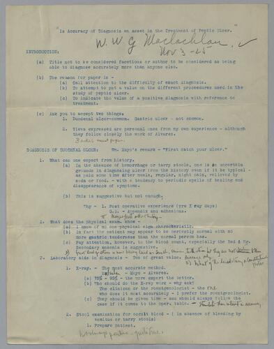Dr. W. W. G. Maclachlan, "Is Accuracy of Diagnosis an Asset in the Treatment of Peptic Ulcer?"