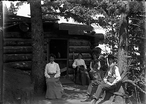 Family group at cabin