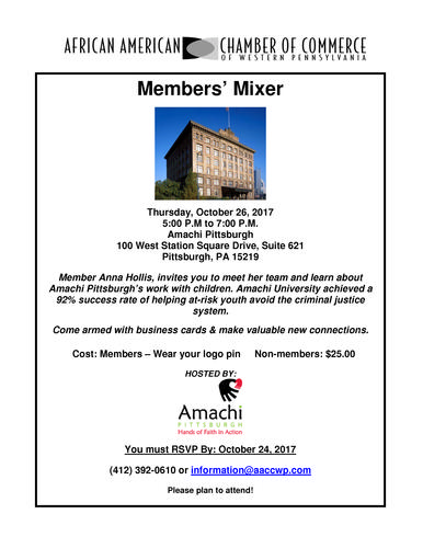 Mixer 2017-10-26 Amachi Pittsburgh