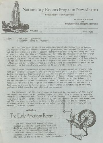 Nationality Rooms Program newsletter