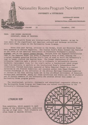 Nationality Rooms Program newsletter