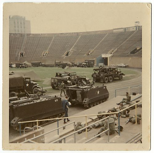 National Guard inside Pitt Stadium