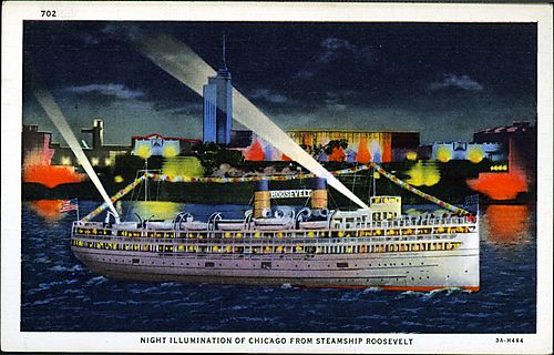Night Illumination of Chicago from Steamship Roosevelt