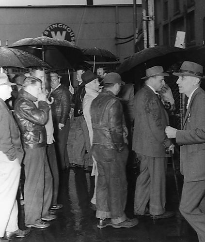 Picketers in the Rain