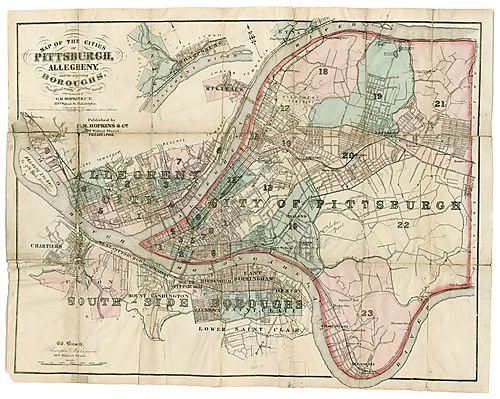 Map of the cities of Pittsburgh, Allegheny and …