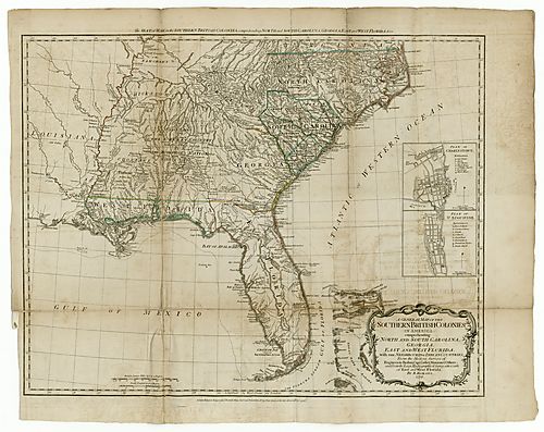 Map of the southern British colonies in America