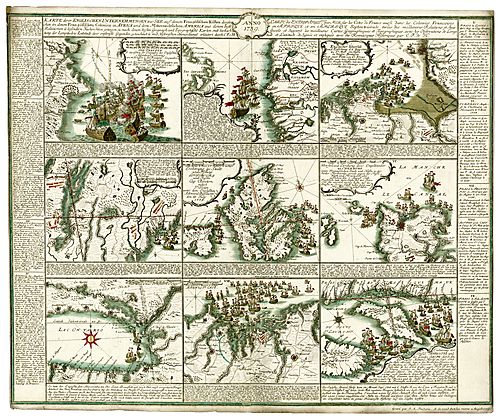 Karte derer englischen Unternehmungen zur See