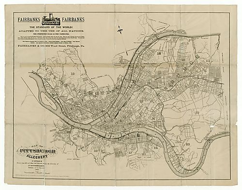 Map of Pittsburgh and Allegheny cities