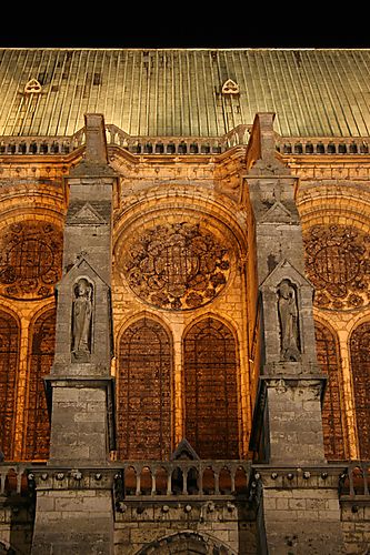 Buttresses and clerestory elevation of South Nave – Night View