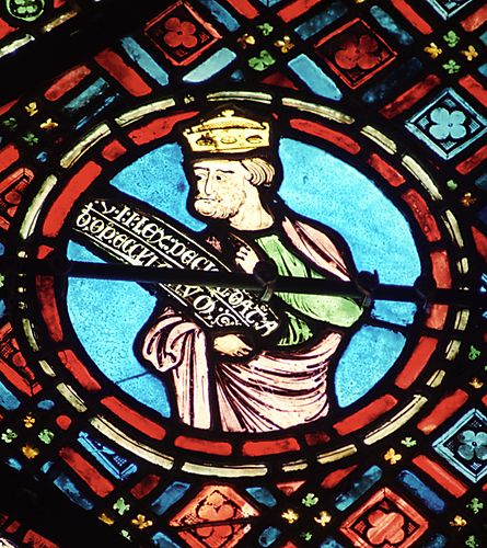 40: Figure holds scroll with one of Constantine's laws about the Church