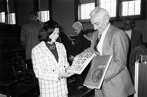 E. Maxine Bruhns with Donated Books