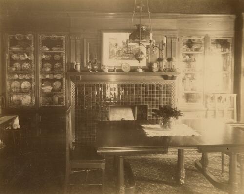 Interior dining room of the Allegheny City home of Lewis and Emma Riddle Irwin