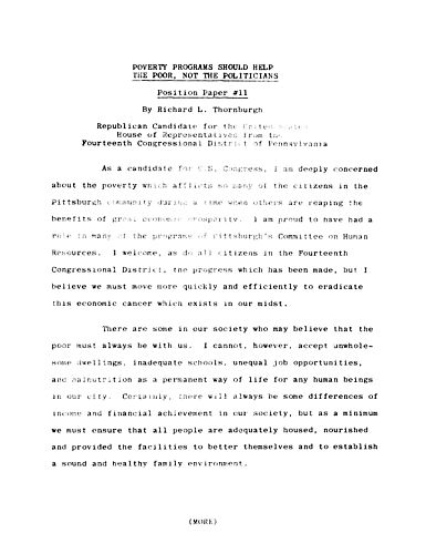 Position Paper #11: Poverty Programs Should Help the Poor, Not the Politicians