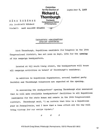 Thornburgh headquarters opening announced