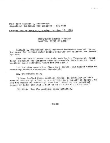 Thornburgh issues 7-point position paper on aged