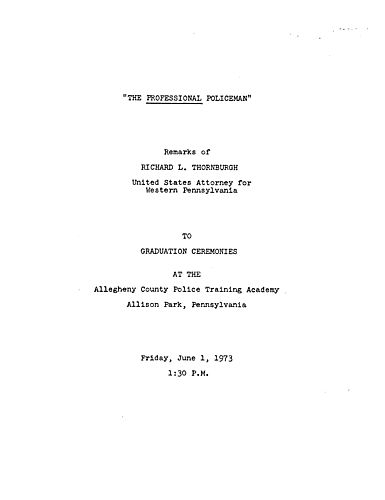 "The Professional Policeman," Allegheny County Police Training Academy, Allison Park, PA