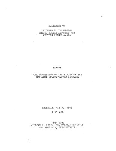 Commission on the Review of the National Policy Toward Gambling, Philadelphia, PA
