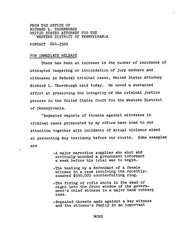 There has been an increase in the number of incidents of attempted tampering or intimidation of jury members and witnesses in federal criminal cases,