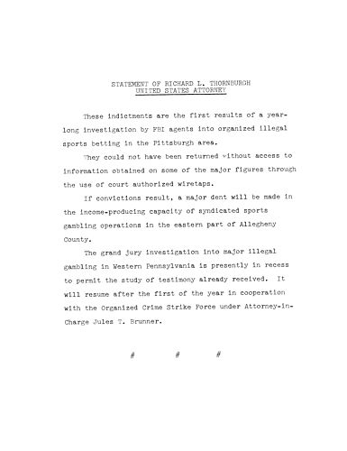 Indictments are the first results of a year-long investigations by FBI agents into organized illegal sports betting in the Pittsburgh area,