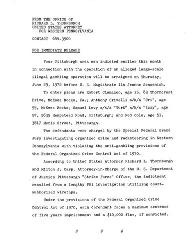 Four men indicted earlier this month in connection with the operation of an alleged large-scale illegal gambling operation will be arraigned