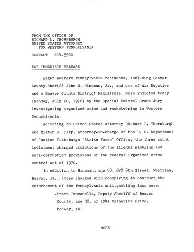 Eight Western PA residents were indicted by the special federal grand jury investigating organized crime and racketeering