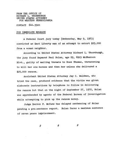 A federal court convicted Raymond Nolan for attempted extortion