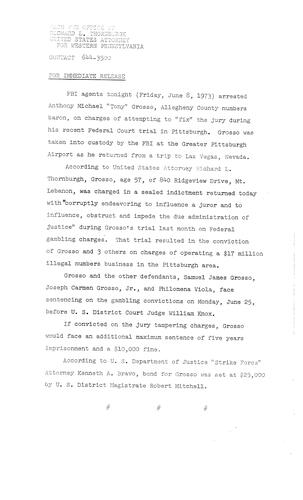 FBI agents arrested Anthony Michael Grosso on charges of attempting to fix the jury during his recent federal court trial