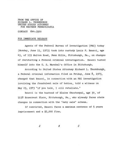 FBI agents took Louis Raucci into custody on charges of obstructing a federal crime investigation