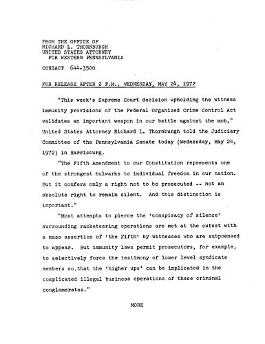 This week's Supreme Court decision upholding the witness immunity provisions of the Federal Organized Crime Control Act validates an important weapon in our battle against the mob