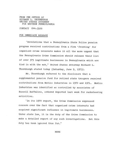 A supplemental pension fund for retired state troopers received contributions from a firm fronting for the mob